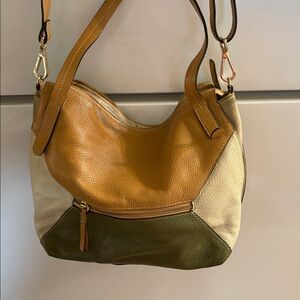 Innue mixed leather colorblock handbag Italy